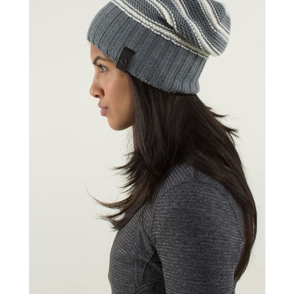 lululemon athletica Gray Striped Beanie